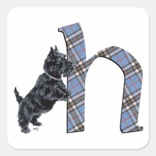 Sticker Carré Monogramme Terrier Écossais H