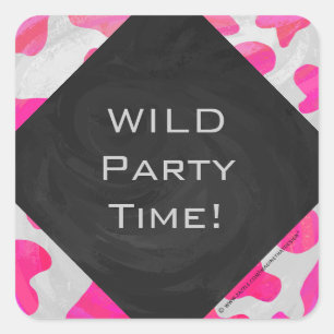 Sticker Carré Monogramme Vache rose et blanc chaud