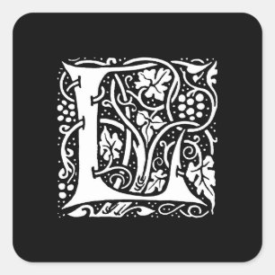 Sticker Carré Monogramme vintage L Art Nouveau
