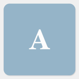 Sticker Carré Monogrammes blancs bleu poussiéreux Simple Minimal