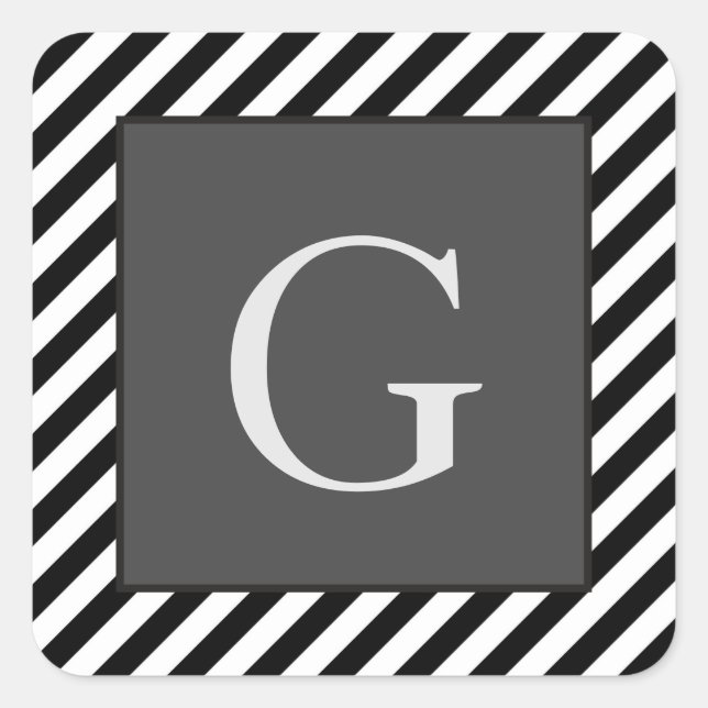 Sticker Carré Monogrammes Groomsmen Meilleur Homme Père Groom St (Devant)