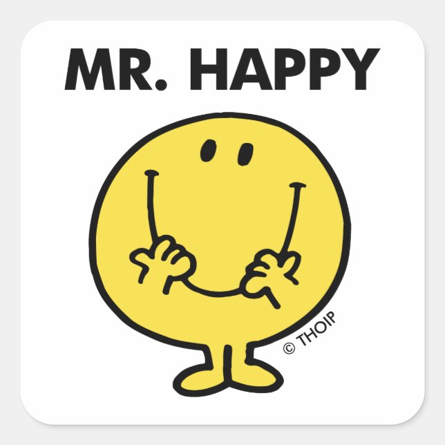 Sticker Carré Monsieur Happy | Géant Visage Souriant (Devant)
