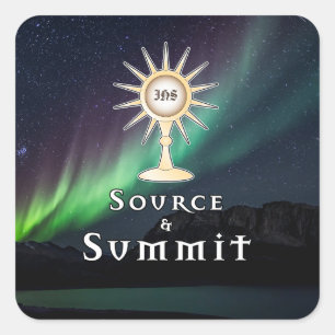 Sticker Carré Monstrance Source et Sommet Aurora Borealis