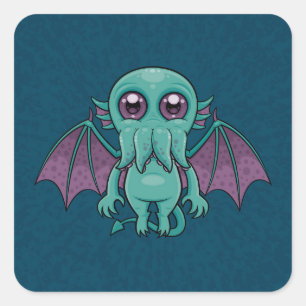 Sticker Carré Monstre Cthulhu, bébé mûr