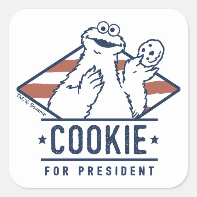 Sticker Carré Monstre de cookies vintage pour le président (Devant)