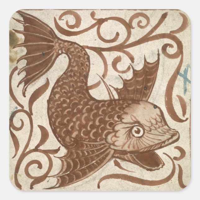 Sticker Carré Monstre de mer (avec papier) (Devant)