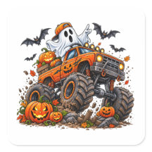 Monstre Halloween camion citrouille fantôme conduc