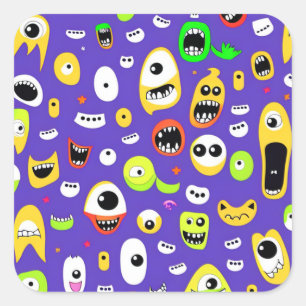 Sticker Carré Monstres aux grands yeux