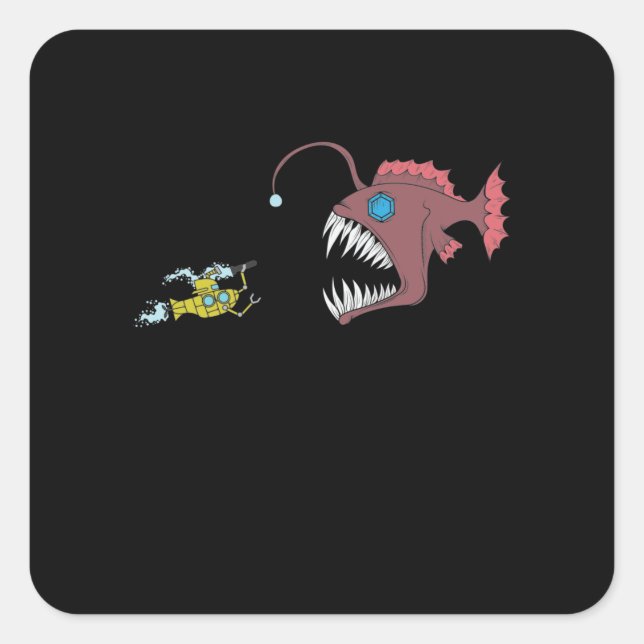 Sticker Carré Monstres de pêche (Devant)