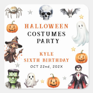 Sticker Carré Monstres modernes Costumes d'Halloween Fête d'anni