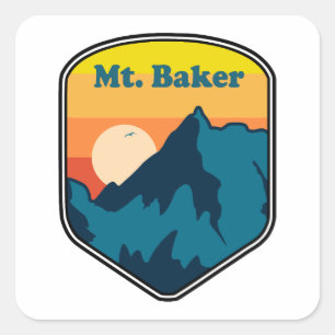 Sticker Carré Mont Baker Washington Sunrise