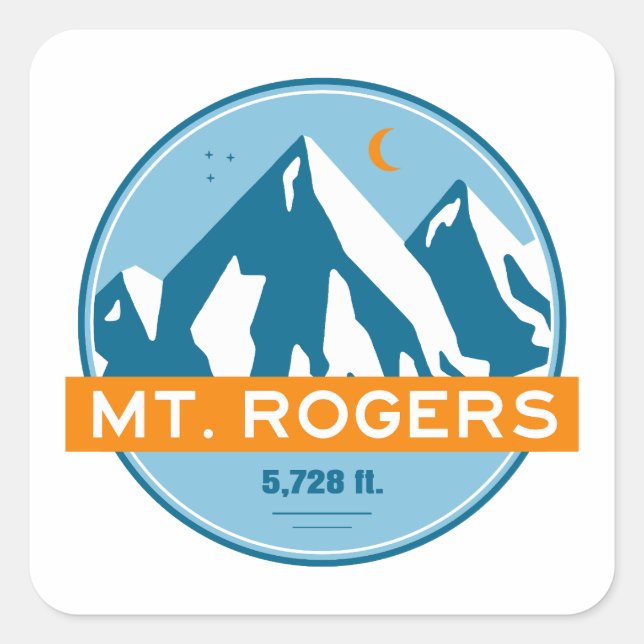Sticker Carré Mont Rogers Virginia Stars Moon (Devant)