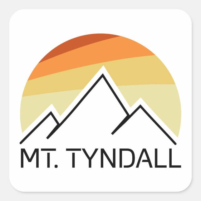 Sticker Carré Mont Tyndall California Retro (Devant)