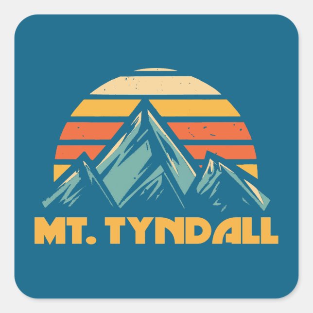 Sticker Carré Mont Tyndall California Retro Turquoise (Devant)