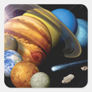 Sticker Carré Montage des planètes du système solaire NASA JPL P