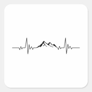 Sticker Carré MONTAGNE HEARTBEAT Funny Hikers Wanderer