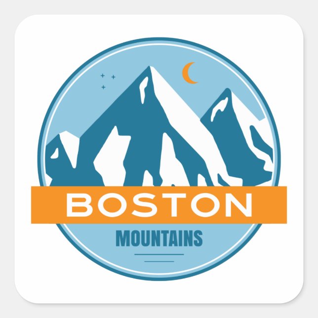 Sticker Carré Montagnes Boston Arkansas (Devant)