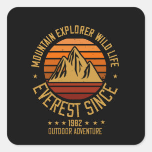 Sticker Carré Montagnes - Mountain Explorer Faune depuis 1982