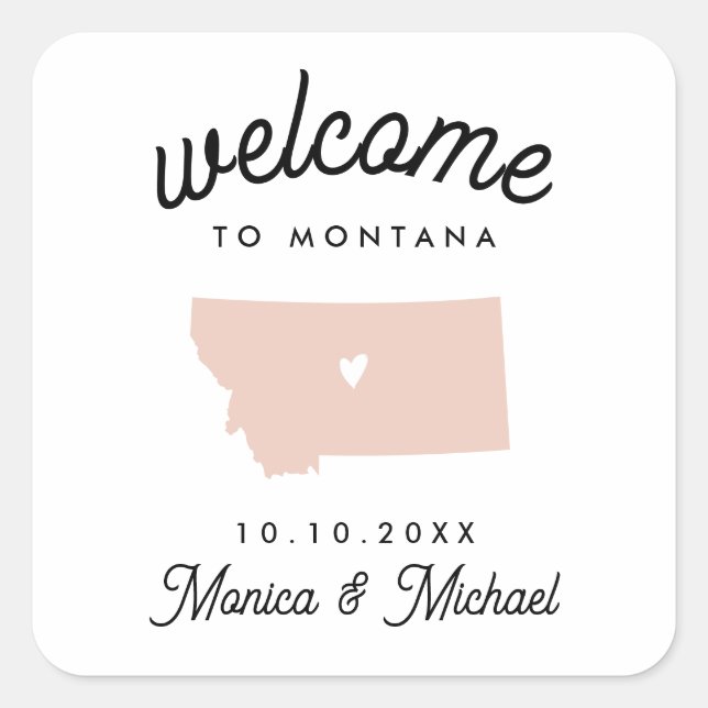 Sticker Carré MONTANA State Destination Mariage N'IMPORTE QUELLE (Devant)