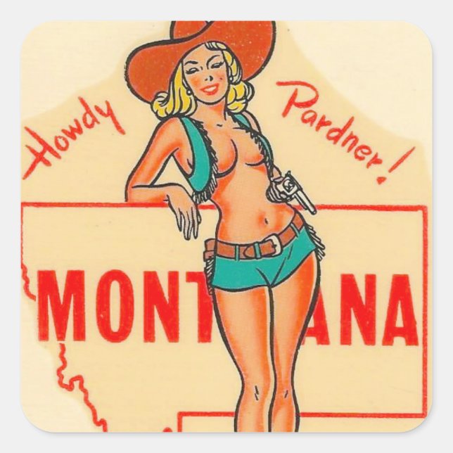 Sticker Carré Montana  voyage rétro (Devant)
