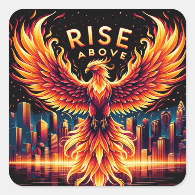 Sticker Carré Monter au-dessus de Phoenix (Devant)
