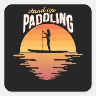 Sticker Carré Montez Paddling Sunset SUP Paddle Board Embarqueme
