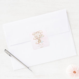 Sticker Carré Montgolfière Beary Sweet pour 1er anniversaire