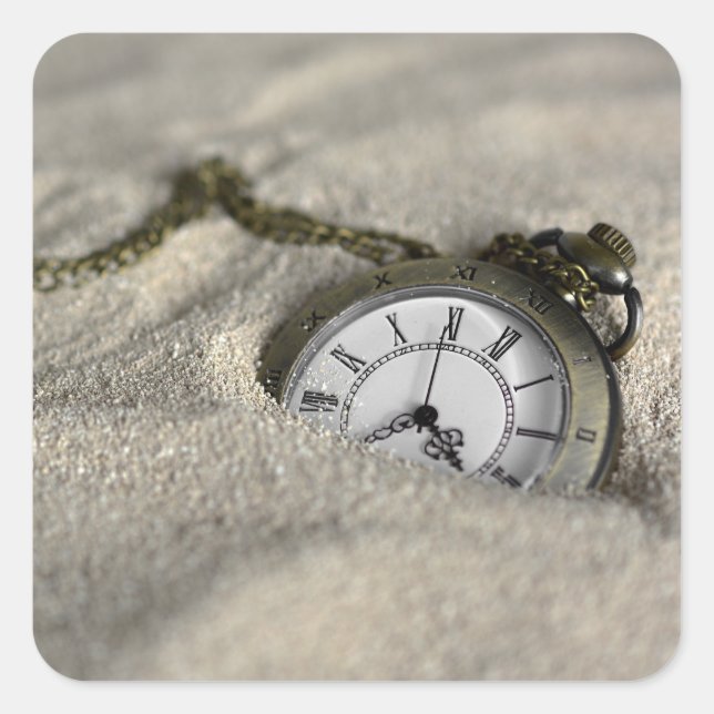 Sticker Carré Montre de poche - Les sables du temps (Devant)