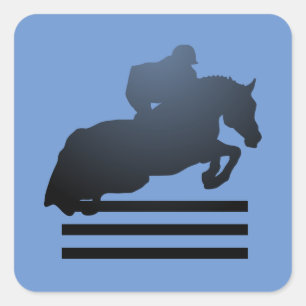 Sticker Carré Montrez le cavalier qui franchit un obstacle.