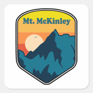 Sticker Carré Monts Sunrise du Mont McKinley en Alaska