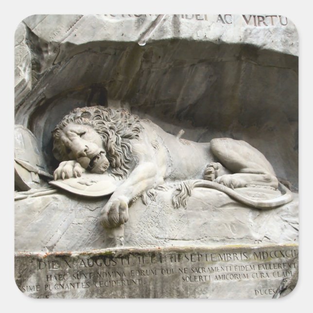 Sticker Carré Monument de lion, luzerne (Devant)