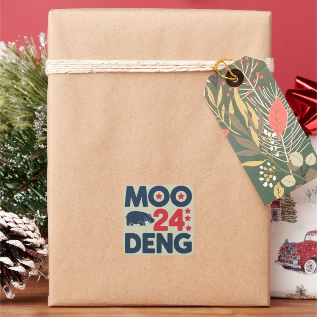Sticker Carré Moo Deng 2024 Moo Deng Moo Deng Cute Baby Hippo (vacances)