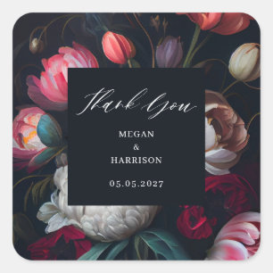 Sticker Carré Moody Peony Floral