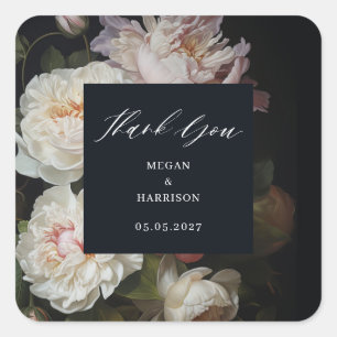Sticker Carré Moody Peony Floral