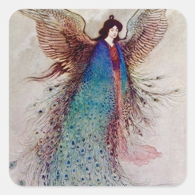 Sticker Carré "Moon Maiden" Fairy Art de Warwick Goble (Devant)
