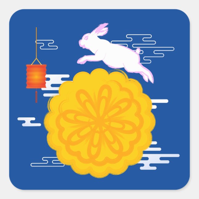 Sticker Carré Mooncake Jumping Moon Moon Moon Rabbit (Devant)