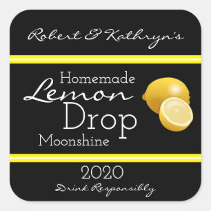 Sticker Carré Moonshine à goutte de citron maison personnalisée