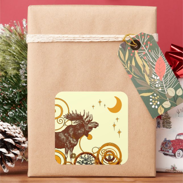 Sticker Carré Moose Christmas (vacances)