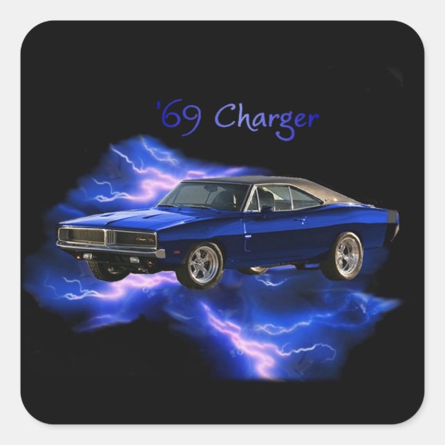 Sticker Carré Mopar : Chargeur de Dodge 69 (Devant)