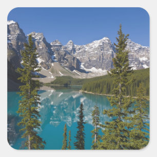 Sticker Carré Moraine Lake, Rocheuses canadiennes, Alberta, Cana