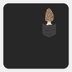 Sticker Carré Morel Champignons Chasseur de champignons Mycologi