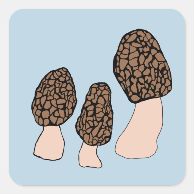 Sticker Carré Morels Champignons Fun Fungi PERSONNALISER IT (Devant)