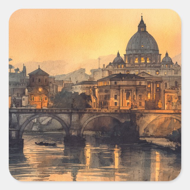 Sticker Carré Morning in Rome (Devant)