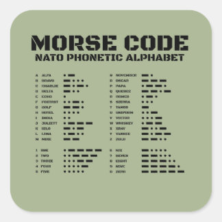 Sticker Carré Morse Code NATO Alphabet Tactical Signal Chart A Z