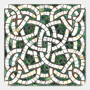 Sticker Carré Mosaïque de pierre céleste verte et blanche