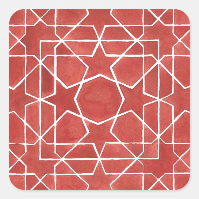 Sticker Carré Mosaïque marocaine rouge ROSETTE (Devant)