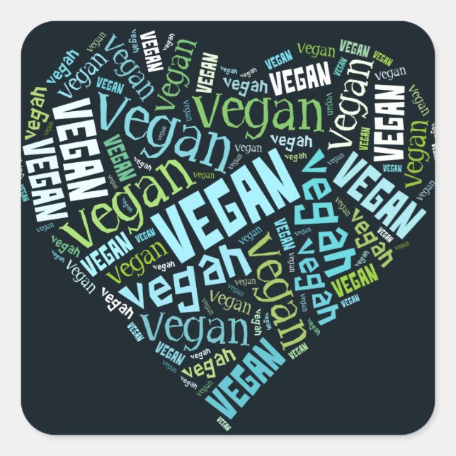 Sticker Carré Mosaïque "Vegan" Word-Cloud (Devant)