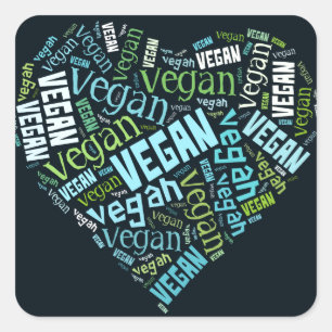 Sticker Carré Mosaïque "Vegan" Word-Cloud