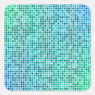 Sticker Carré Mosaïque vert-bleu de pixel