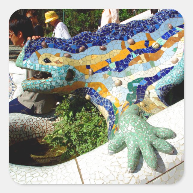 Sticker Carré Mosaïques Gaudi Lizard (Devant)